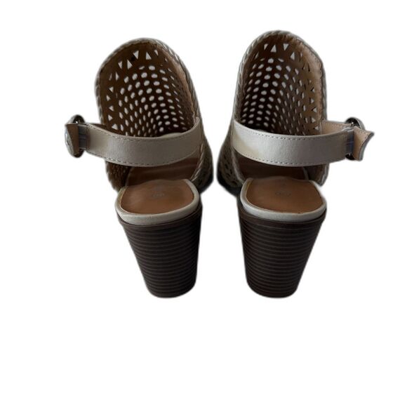 Massini Womens Sandals Peep Toe Block Heel Size 10 Open Weave New - Picture 6 of 8